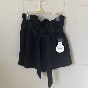 Black Flowy shorts with tie in front